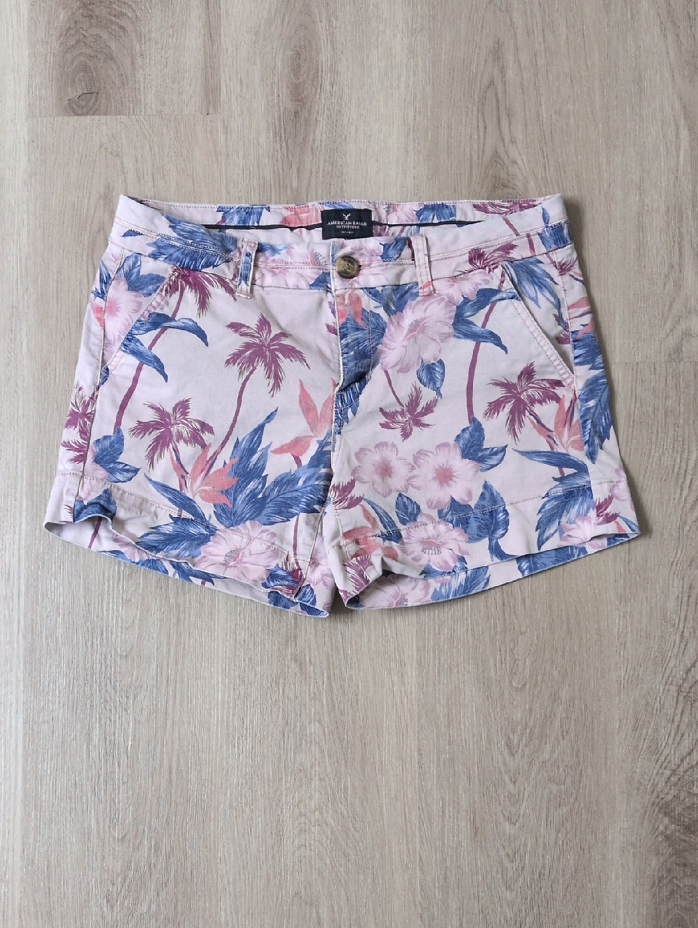 American Eagle Outfitters Pink Floral Tropical Jean Shorts